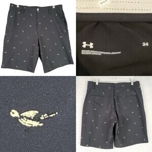 Under Armour Matchplay Golf Shorts Bird Print Casual Athletic Size 34 Black